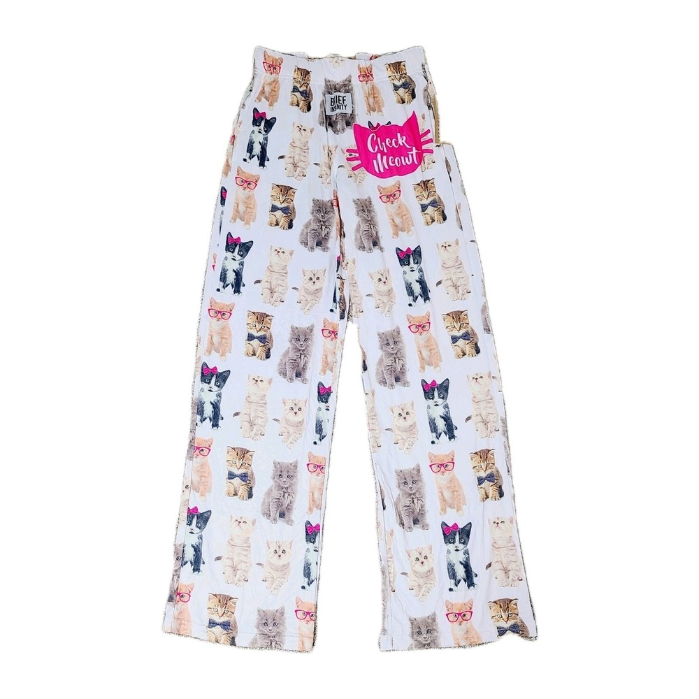 NEW Brief‎ Insanity Lounge Pants Cat Print "Check Meowt" Pajama Bottoms Small